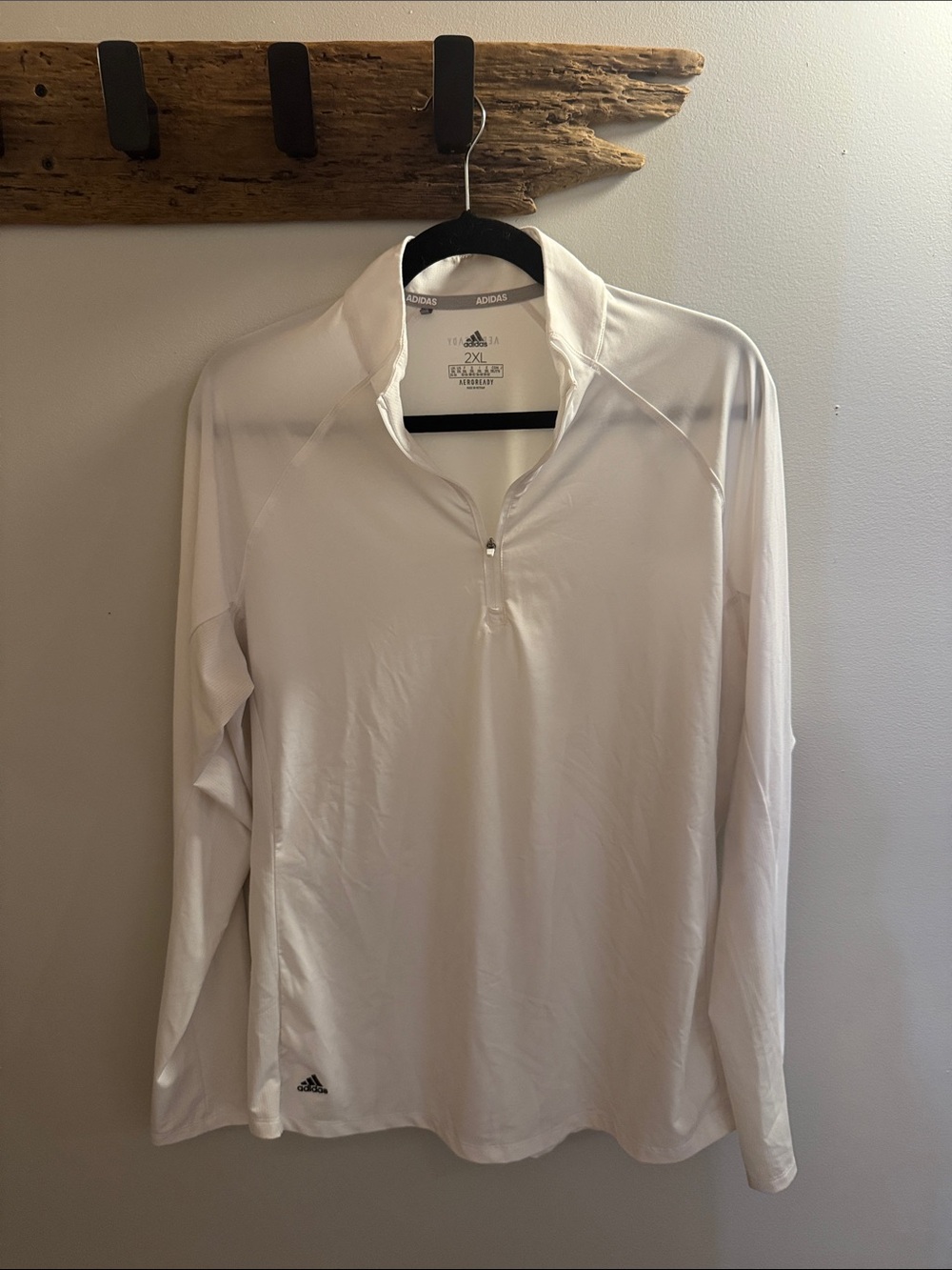 adidas White Long-Sleeve Quarter-Zip Athletic Top women’s XXL